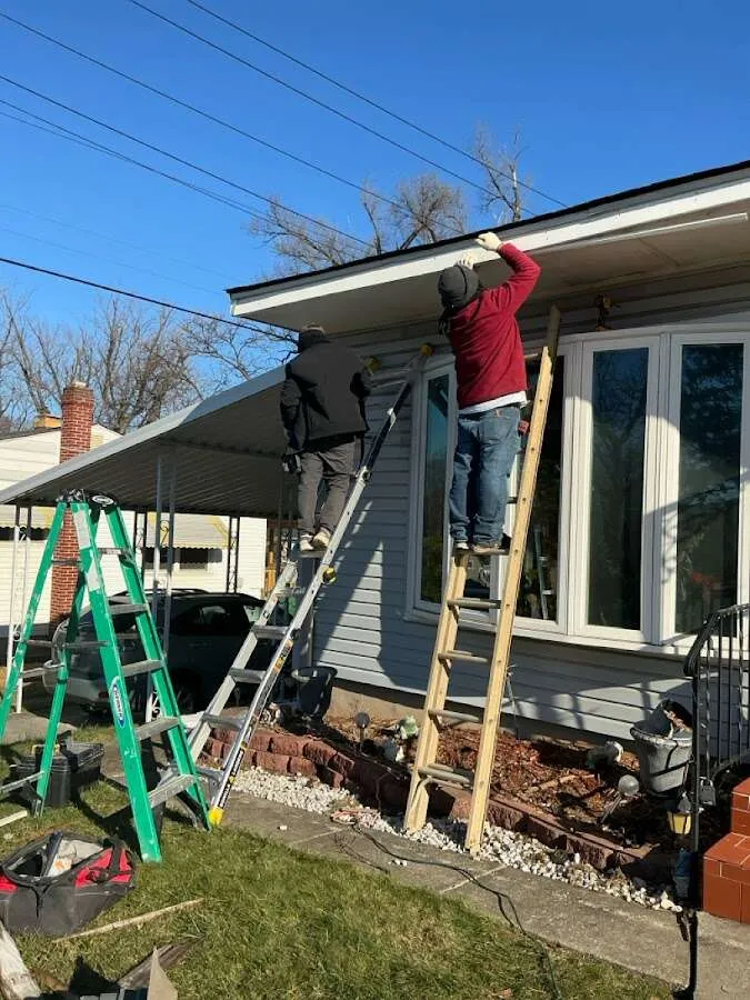 Restoration crew performing exterior repair in White Marsh